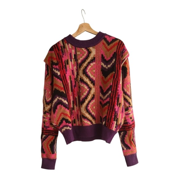 NWOT FARM Rio Striped Colorful Patchwork Sweater Size Small - Picture 9 of 13
